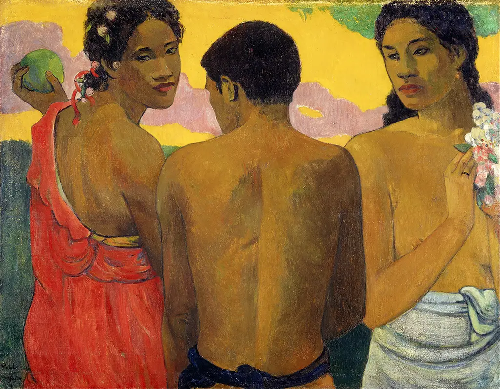 Three Tahitians in Detail Paul Gauguin